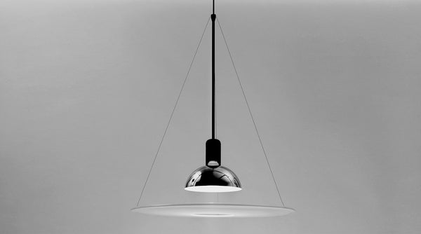 Flos Frisbi Lampada Sospesa A Luce Diretta/Diffusa/Riflessa Diffusore Opalino E Riflettore Cromo