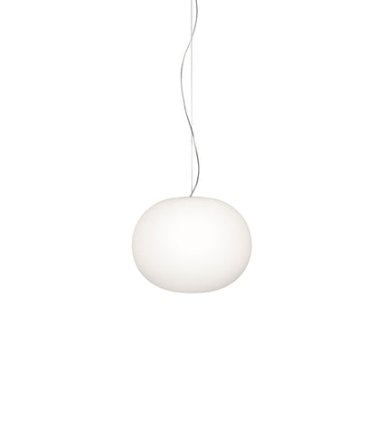 Flos Glo-Ball Suspension 2 Lampada a Sospensione 45 cm a luce diffusa in acciaio e vetro soffiato Bianco