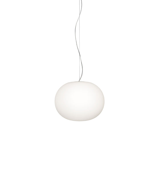Flos Glo-Ball Suspension 2 Lampada a Sospensione 45 cm a luce diffusa in acciaio e vetro soffiato Bianco