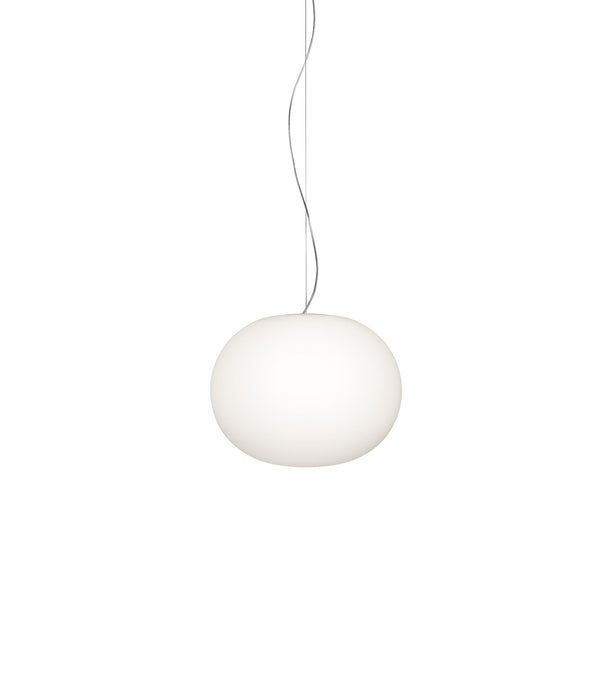 Flos Glo-Ball Suspension 2 Lampada a Sospensione 45 cm a luce diffusa in acciaio e vetro soffiato Bianco