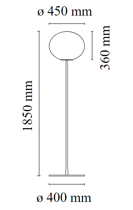 FLOS Glo-Ball Floor 3 lampada da pavimento 158 cm nero opaco, particolare del diffusore luminoso