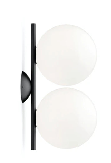 Flos IC Lights Ceiling Wall 1 Double Lampada parete soffitto in ottone nero