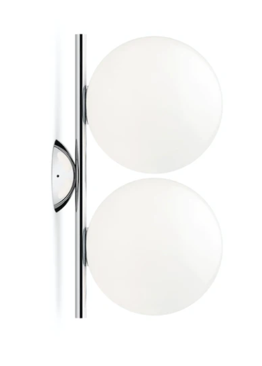 Flos IC Lights Ceiling/Wall 1 Double Lampada 42 cm da accesa in ambiente, design e diffusione della luce
