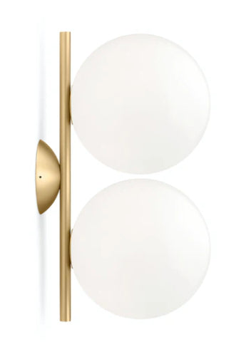 Flos IC Lights Ceiling Wall 1 Double Lampada parete soffitto ottone spazzolato