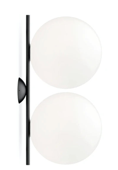 Flos IC Lights Ceiling/Wall 2 Double Lampada 62 cm da parete/soffitto ottone Nero