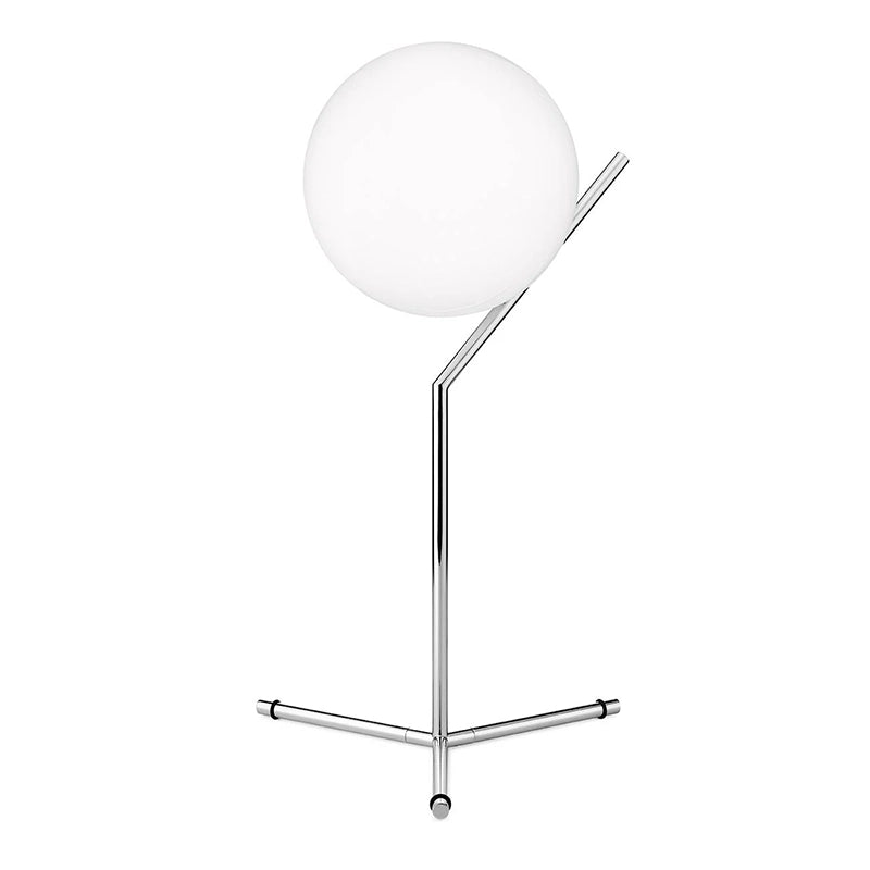 Flos IC Lights Table 1 High Lampada da tavolo Cromo in cromato e naturale accesa in ambiente, design e diffusione della luce