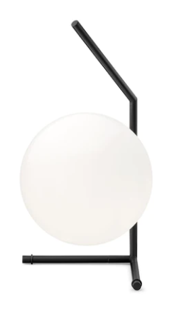 Flos IC Lights Table 1 Low Lampada da tavolo nero spenta, dettaglio del corpo lampada e dei materiali
