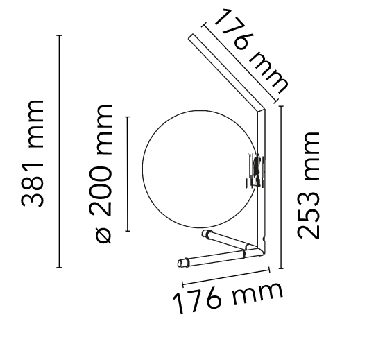FLOS IC T1 Low Lampada da tavolo Rosso burgundy, vista posteriore con attacco elettrico