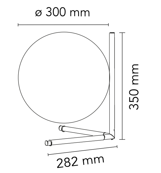 Flos IC Lights Table 2 Low Lampada da comodino nero, vista posteriore con attacco elettrico