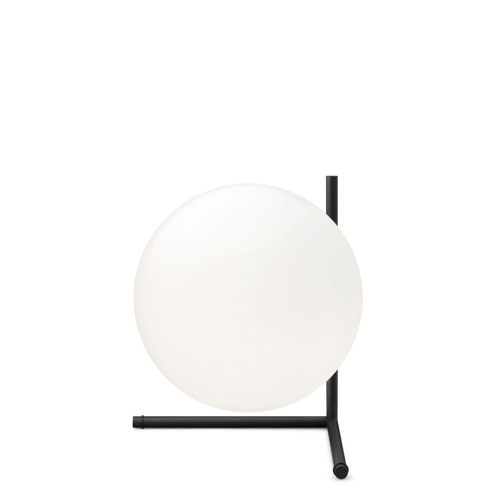 Flos IC Lights Table 2 Low Lampada da comodino nero spenta, dettaglio del corpo lampada e dei materiali