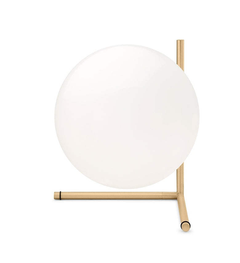 Flos IC Lights Table 2 Lampada da tavolo 30 cm ottone spenta, dettaglio del corpo lampada e dei materiali