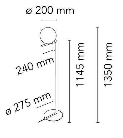 Flos IC Lights Floor 1 Lampada da pavimento 135 cm a luce diffusa acciaio cromo