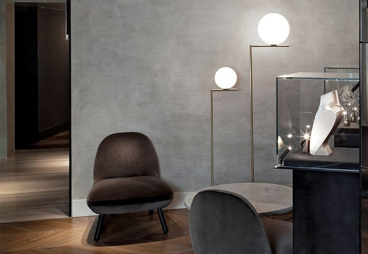 Flos IC Lights Floor 2 Lampada a pavimento 185 cm Ottone, particolare del diffusore luminoso