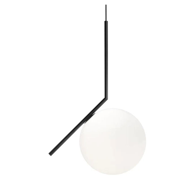 Flos IC Lights Suspension 2 Lampada A Sospensione Nero spenta, dettaglio del corpo lampada e dei materiali