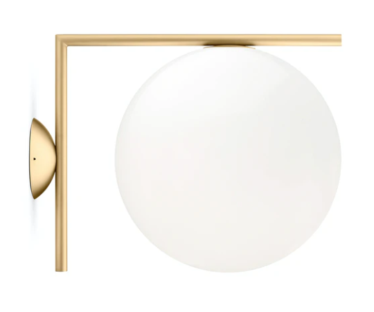 Flos IC Lights Ceiling/Wall 2 Lampada 30 cm parete soffitto in ottone e spazzolato accesa in ambiente, design e...