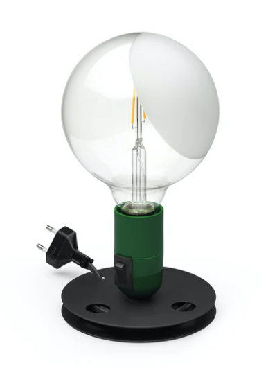 Flos Lampadina lampada da tavolo bachelite verde, particolare del diffusore luminoso