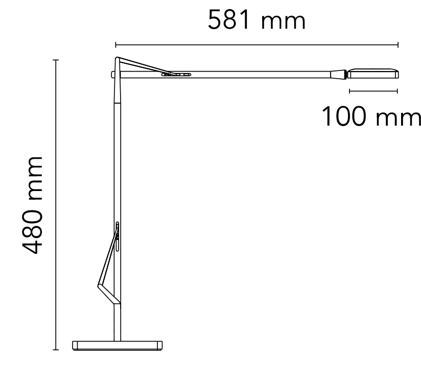 Flos Kelvin Edge Base Lampada scrivania nero lucido, vista posteriore con attacco elettrico