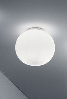 Flos Glo-Ball Ceiling Wall Zero lampada 19 cm parete spenta, dettaglio del corpo lampada e dei materiali