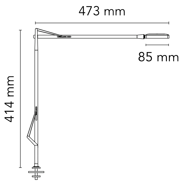 Flos Kelvin LED Lampada scrivania con Supporto e Cavo, particolare del diffusore luminoso