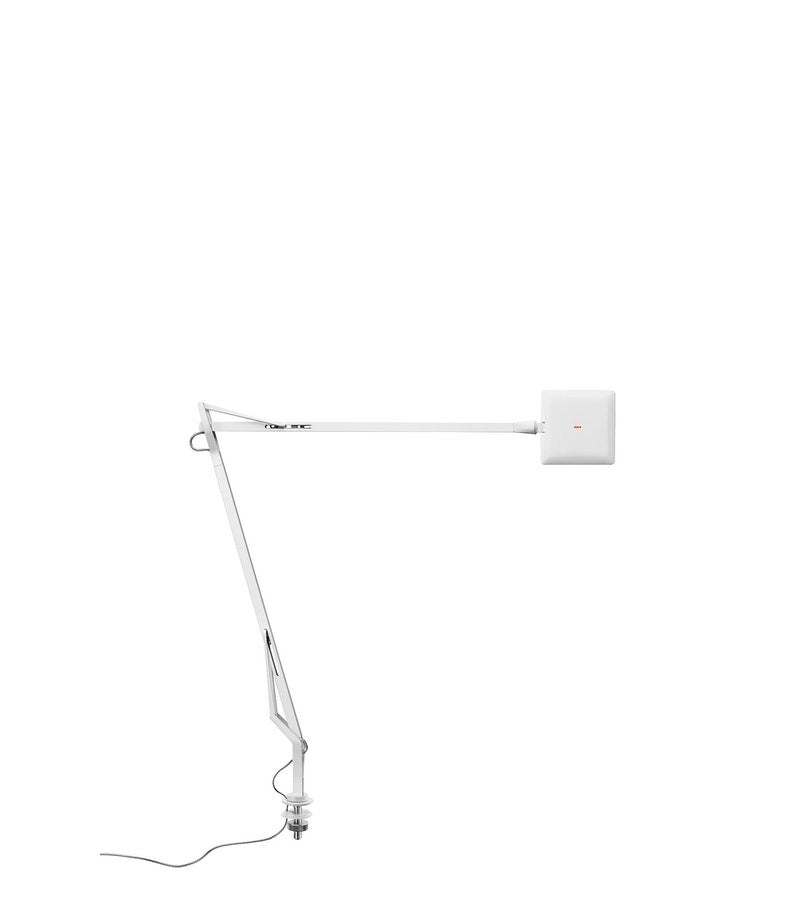 Flos Kelvin LED Lampada scrivania con Supporto e Cavo spenta, dettaglio del corpo lampada e dei materiali