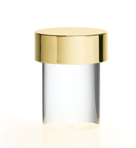 Flos Last Order Clear Lampada Da Tavolo ricaricabile Ottone in cristallo e lucido accesa in ambiente, design e diffusione...