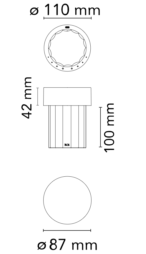Flos Last Order Fluted Lampada ricaricabile vetro scanalato, vista posteriore con attacco elettrico