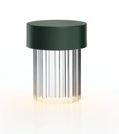 Flos Last Order Fluted Lampada ricaricabile in cristallo scanalato paralume Verde Opaco