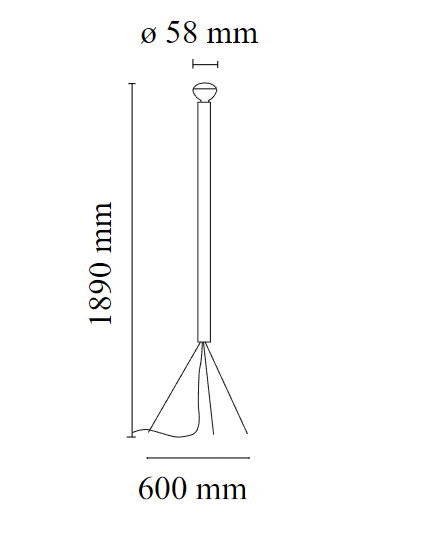 Flos Luminator Lampada a pavimento antracite luce indiretta, vista posteriore con attacco elettrico