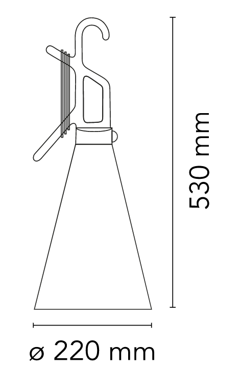 Flos Mayday Lampada multiuso nero da interni cavo 485 cm, vista posteriore con attacco elettrico