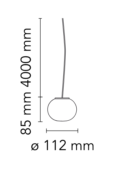 Flos Mini Globall Suspension Lampada 11 cm A Sospensione, vista posteriore con attacco elettrico