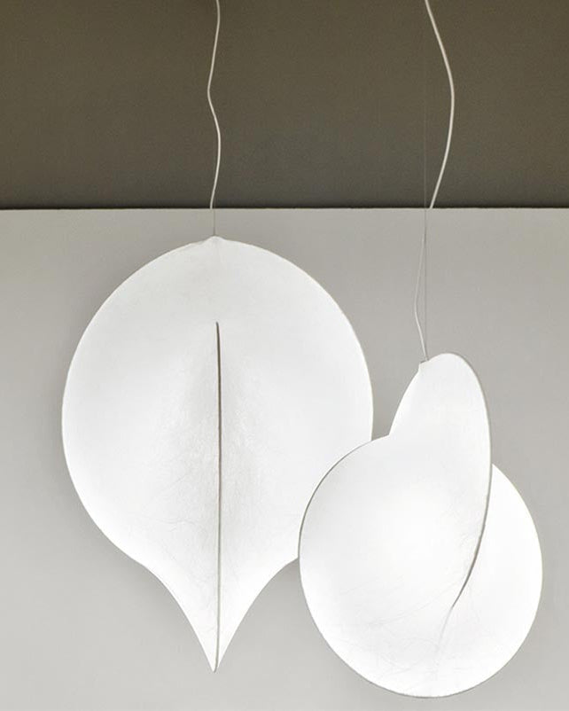 Flos Overlap Suspension 1 Lampada 65 cm a Sospensione Cocoon Bianco spenta, dettaglio del corpo lampada e dei materiali