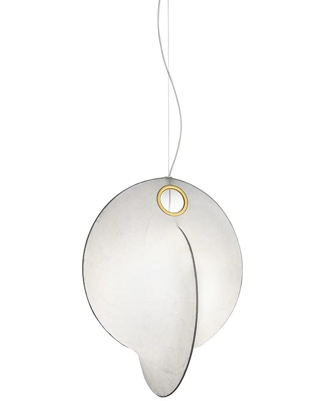 Flos Overlap Suspension 1 Lampada 65 cm a Sospensione Cocoon Bianco in resina accesa in ambiente, design e diffusione...