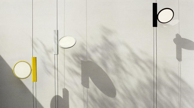 Flos Ok Lampada sospesa da interno Giallo spenta, dettaglio del corpo lampada e dei materiali