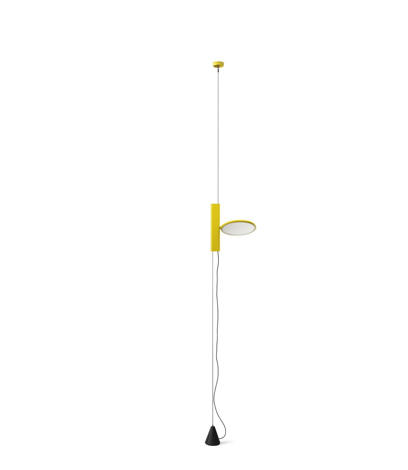 Flos Ok Lampada sospesa da interno Giallo accesa in ambiente, design e diffusione della luce
