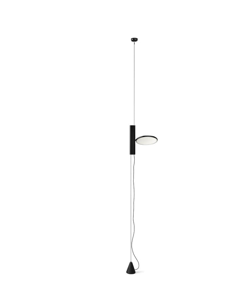 Flos Ok Lampada sospesa da interno Nero Nera accesa in ambiente, design e diffusione della luce