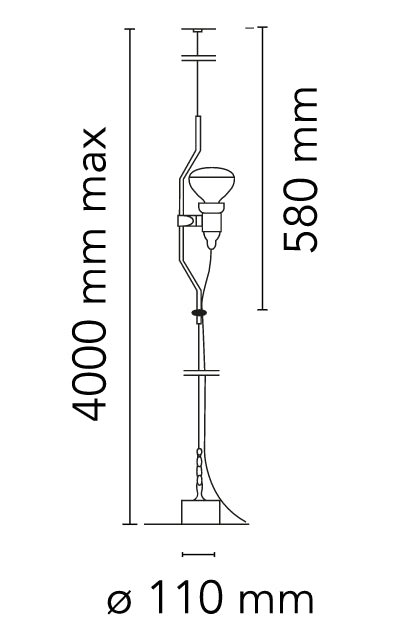 Flos Parentesi Lampada A Sospensione H.400 cm a luce diretta nero