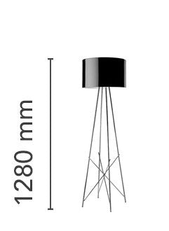 Flos Ray Floor 1 Lampada a pavimento con dimmer Nero lucido, particolare del diffusore luminoso