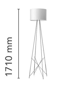 Flos Ray Floor 2 Lampada a pavimento bianco lucido con spenta, dettaglio del corpo lampada e dei materiali
