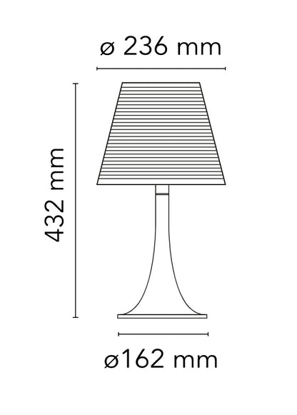 Flos Miss K Lampada da tavolo 43 cm a luce diffusa con paralume argento alluminato