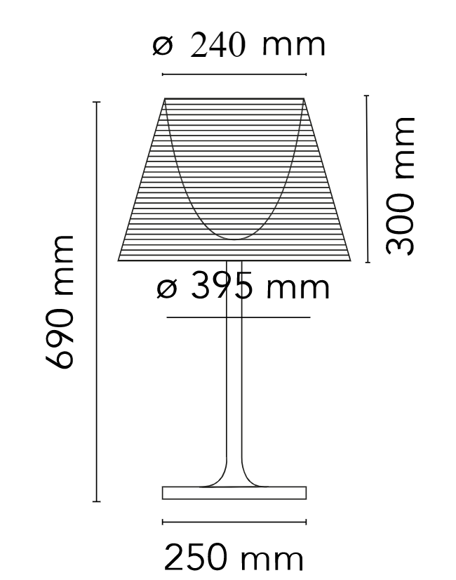 Flos KTribe Table 2 Lampada da tavolo 69 cm Trasparente spenta, dettaglio del corpo lampada e dei materiali
