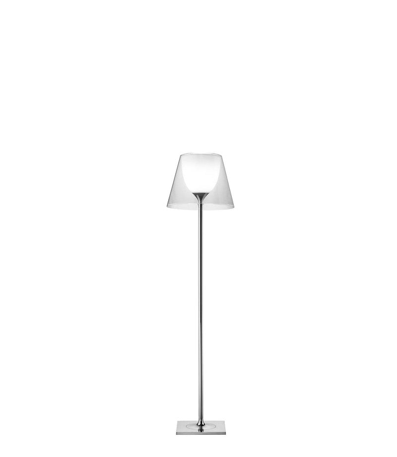 Flos Ktribe Floor 2 Lampada a pavimento trasparente con accesa in ambiente, design e diffusione della luce