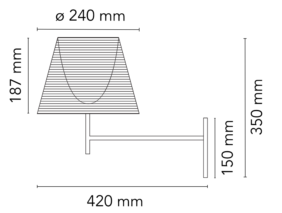 Flos Ktribe Wall Lampada a Parete trasparente spenta, dettaglio del corpo lampada e dei materiali