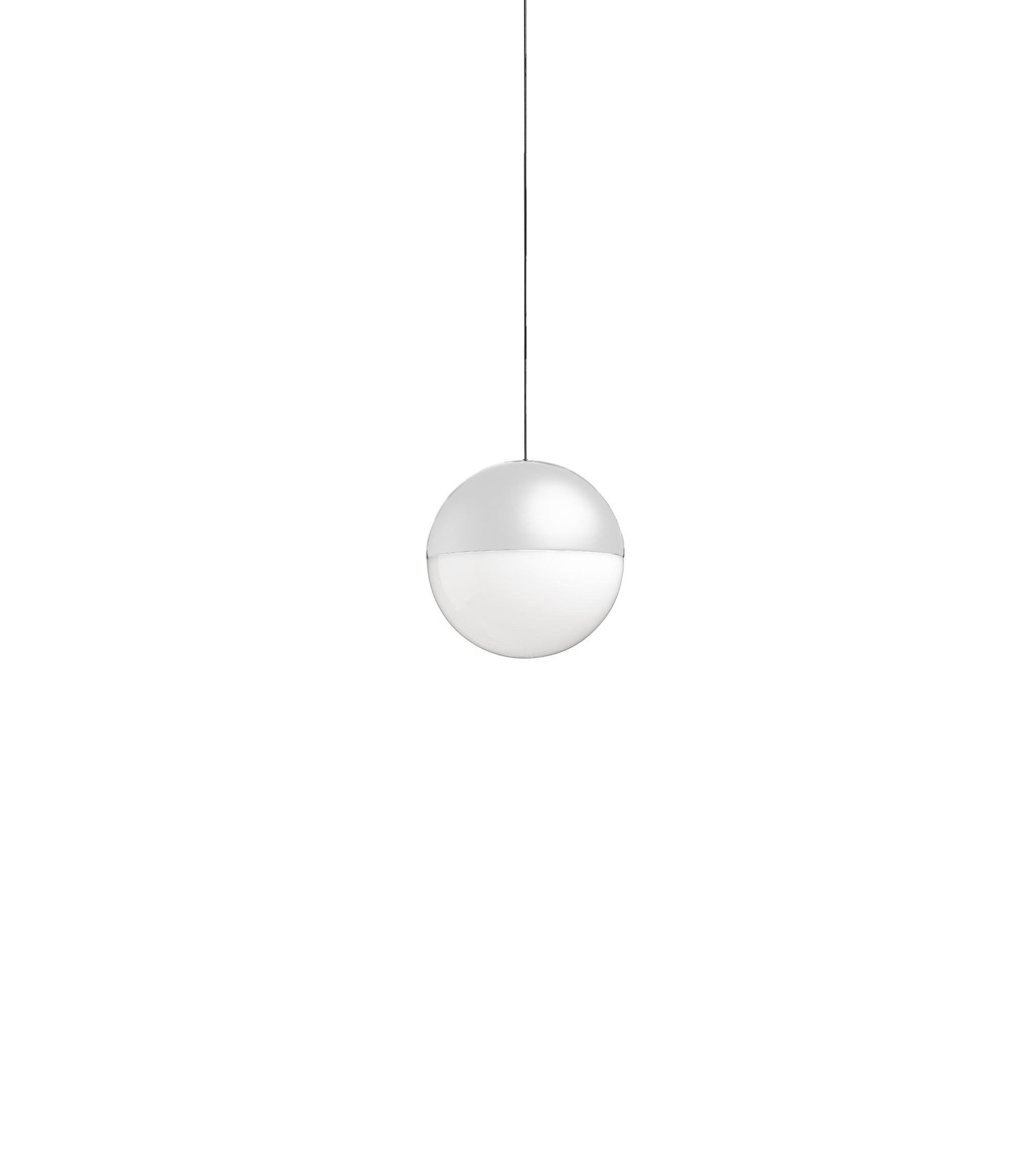 Flos String Light Testa A Sfera Lampada sospesa Bianco, particolare del diffusore luminoso