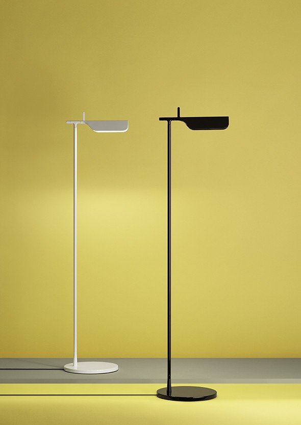 Flos Tab Floor Lampada led da pavimento nero, particolare del diffusore luminoso