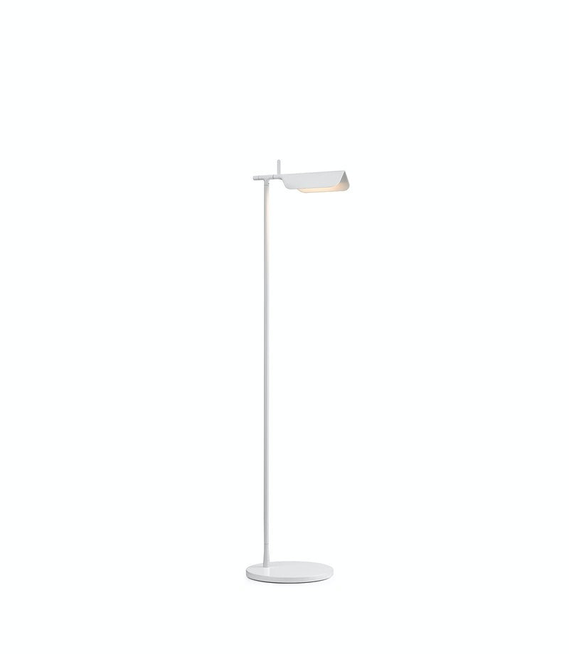 Flos Tab Floor Lampada led da pavimento bianco spenta, dettaglio del corpo lampada e dei materiali
