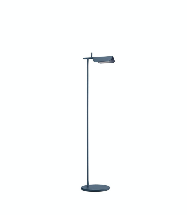 Flos Tab Floor Lampada a pavimento Blue Matt orientabile, vista posteriore con attacco elettrico