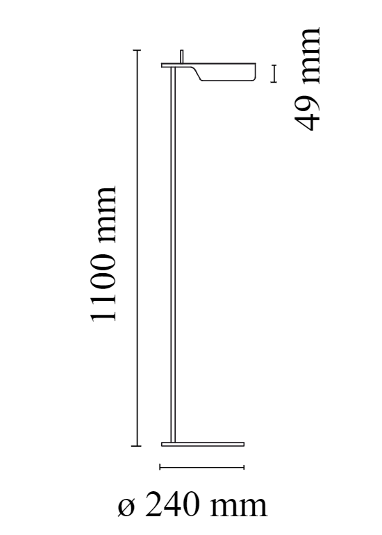 Flos Tab Floor Lampada led da pavimento nero, vista posteriore con attacco elettrico