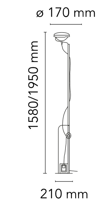 Flos Toio Led Lampada a Pavimento 158-195 cm telescopica luce indiretta Nero