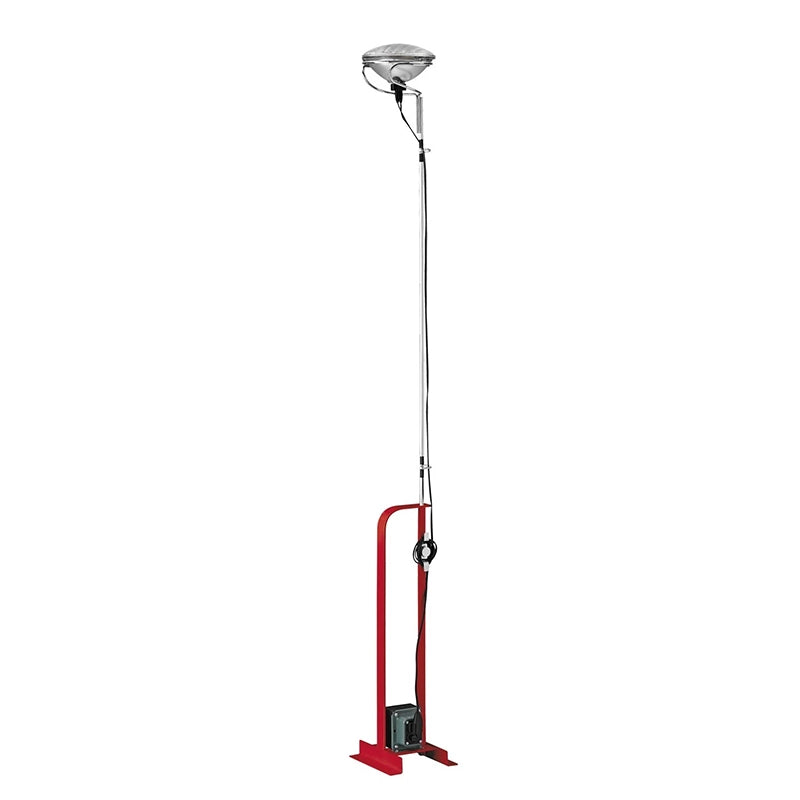 Flos Toio Lampada a Pavimento regolabile Rosso accesa in ambiente, design e diffusione della luce