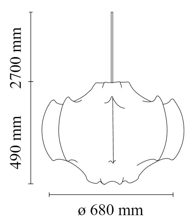 Flos Viscontea Lampada 68 cm a Sospensione Cocoon Bianco, vista posteriore con attacco elettrico